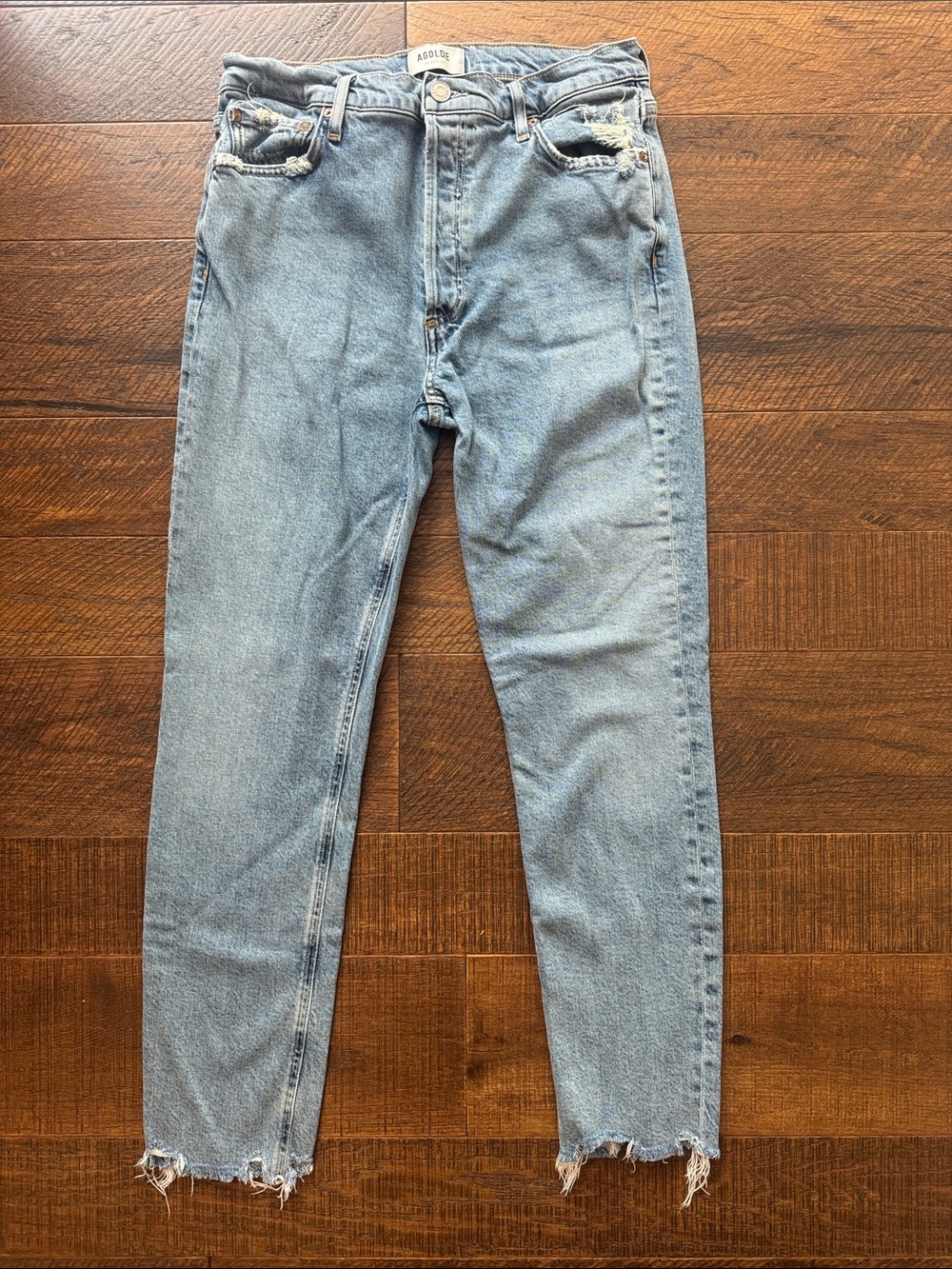 AGOLDE Raw Hem Slim Distressed Jeans